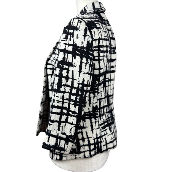 NEW Kasper Womens Size 4 Black White Elegant Party Chic Blazer Jacket 3/4 Sleeve - Picture 7 of 11